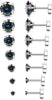 20G Flat Back Stud Earrings for Women Sensitive Ears - Silver:7 Pairs,2-8mm Black CZ