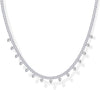 Layering Necklace for Women with 14K Gold Plated Station CZ Chain Layered Necklaces for Women Simulated Diamond Necklace Dainty Necklace Chain - White Gold Floating
