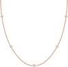 Layering Necklace for Women with 14K Gold Plated Station CZ Chain Layered Necklaces for Women Simulated Diamond Necklace Dainty Necklace Chain - Rose Gold Station