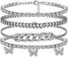 Butterfly Ankle Bracelet for Women Rhinestone Anklets Bulk Adjustable Layered Beach Ankle Bracelet Braided Chain Anklet Charm Ankle Bracelet Jewerly - 3 cuban silver