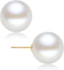 18K Gold Plated 925 Sterling Silver Shell Pearl Stud Earrings - C_M - 10mm