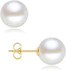 18K Gold Plated 925 Sterling Silver Shell Pearl Stud Earrings - B_XS - 8mm
