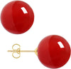 18K Gold Plated 925 Sterling Silver Shell Pearl Stud Earrings - D_L Red -12mm