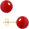18K Gold Plated 925 Sterling Silver Shell Pearl Stud Earrings - C_M Red -10mm