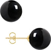 18K Gold Plated 925 Sterling Silver Shell Pearl Stud Earrings - C_M Black -10mm