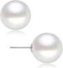 18K Gold Plated 925 Sterling Silver Shell Pearl Stud Earrings - D_L - 10mm - Silver