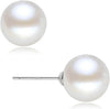18K Gold Plated 925 Sterling Silver Shell Pearl Stud Earrings - D_L - 12mm - Silver