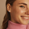 18K Gold Plated Halo Stud Earrings 925 Sterling Silver Cubic Zirconia Stud Earrings Round Square Diamonique Stud Earrings Set for Women - view 2