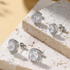 18K Gold Plated Halo Stud Earrings 925 Sterling Silver Cubic Zirconia Stud Earrings Round Square Diamonique Stud Earrings Set for Women - view 6