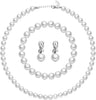 Fashion Classic Faux Pearl Jewelry Set Necklace Bracelet Earrings for Women Best Gift - White clip
