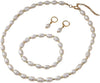 Fashion Classic Faux Pearl Jewelry Set Necklace Bracelet Earrings for Women Best Gift - White irregular