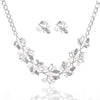 Fashion Classic Faux Pearl Jewelry Set Necklace Bracelet Earrings for Women Best Gift - White leaf