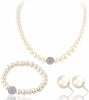 Fashion Classic Faux Pearl Jewelry Set Necklace Bracelet Earrings for Women Best Gift - Beige CZ