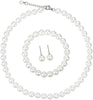 Fashion Classic Faux Pearl Jewelry Set Necklace Bracelet Earrings for Women Best Gift - White Stud