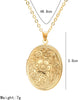 Vintage Engraved Flower Empaistic Photo Locket Hold Picture Oval Round Pendant Necklace Antique Carved Pattern Souvenir Memorial Clavicle Jewelry for - view 2