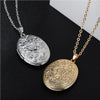 Vintage Engraved Flower Empaistic Photo Locket Hold Picture Oval Round Pendant Necklace Antique Carved Pattern Souvenir Memorial Clavicle Jewelry for - view 3