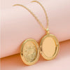 Vintage Engraved Flower Empaistic Photo Locket Hold Picture Oval Round Pendant Necklace Antique Carved Pattern Souvenir Memorial Clavicle Jewelry for - view 5