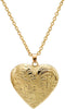 Vintage Engraved Flower Empaistic Photo Locket Hold Picture Oval Round Pendant Necklace Antique Carved Pattern Souvenir Memorial Clavicle Jewelry for - gold heart