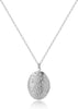 Vintage Engraved Flower Empaistic Photo Locket Hold Picture Oval Round Pendant Necklace Antique Carved Pattern Souvenir Memorial Clavicle Jewelry for - silver flower