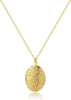 Vintage Engraved Flower Empaistic Photo Locket Hold Picture Oval Round Pendant Necklace Antique Carved Pattern Souvenir Memorial Clavicle Jewelry for - gold flower