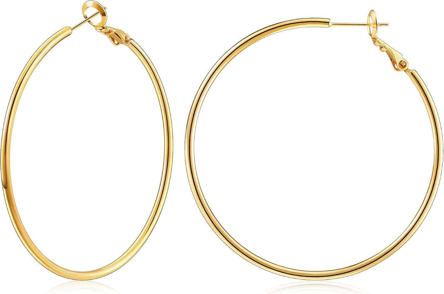 Gold Hoop Earrings for Women, 14K Gold Plated Thin Hoops - main view