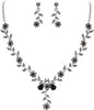 Women's Wedding Jewelry Set for Bride, Prom Bridal Accessories - 02-Black Silver-Tone