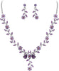 Women's Wedding Jewelry Set for Bride, Prom Bridal Accessories - 05-Purple Silver-Tone