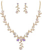 Women's Wedding Jewelry Set for Bride, Prom Bridal Accessories - 07-Iridescent AB Gold-Plated-Base