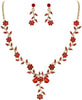 Women's Wedding Jewelry Set for Bride, Prom Bridal Accessories - 04-Ruby Color Gold-Plated-Base