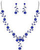 Women's Wedding Jewelry Set for Bride, Prom Bridal Accessories - 06-Sapphire Color Silver-Tone