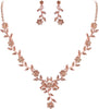 Women's Wedding Jewelry Set for Bride, Prom Bridal Accessories - 14-Peach Morganite Color Rose-Gold-Plated-Base