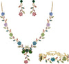Women's Wedding Jewelry Set for Bride, Prom Bridal Accessories - 3Pcs-Multicolor Gold-Plated-Base