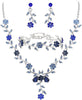Women's Wedding Jewelry Set for Bride, Prom Bridal Accessories - 3Pcs-Blue Silver-Tone