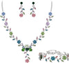 Women's Wedding Jewelry Set for Bride, Prom Bridal Accessories - 3Pcs-Multicolor Silver-Tone