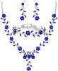 Women's Wedding Jewelry Set for Bride, Prom Bridal Accessories - 3Pcs-Sky Blue Silver-Tone
