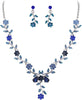 Women's Wedding Jewelry Set for Bride, Prom Bridal Accessories - 16-Blue Silver-Tone