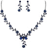 Women's Wedding Jewelry Set for Bride, Prom Bridal Accessories - 12-Sapphire Color Black-Tone