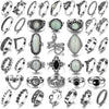 Vintage Silver Knuckle Rings Set for Women, Chunky Boho Rings - main view