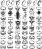 Vintage Silver Knuckle Rings Set for Women, Chunky Boho Rings - 60