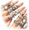 Vintage Silver Knuckle Rings Set for Women, Chunky Boho Rings - view 2