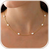 Pearl Necklaces for Women 14K Gold Plated Wedding Choker Necklace with Freshwater Cultured Pearl Dainty Pearl Strand Necklaces Adjustable 5cm - NK02-Satellite-Gold