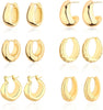 6 Pairs Chunky Gold Hoop Earrings for Women, 14K Gold Plated Hoop Earrings, Thick Lightweight Twisted Huggie Hoops Earring Set for Women’s Jewelry - main view