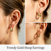 6 Pairs Chunky Gold Hoop Earrings for Women, 14K Gold Plated Hoop Earrings, Thick Lightweight Twisted Huggie Hoops Earring Set for Women’s Jewelry - view 3