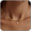 Dainty 14k Gold Plated Silver Cubic Zirconia Necklaces for Women with Simple CZ Jewelry Necklaces Trendy Gifts - main view
