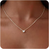 Dainty 14k Gold Plated Silver Cubic Zirconia Necklaces for Women with Simple CZ Jewelry Necklaces Trendy Gifts - Silver Bezel CZ