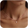 Dainty 14k Gold Plated Silver Cubic Zirconia Necklaces for Women with Simple CZ Jewelry Necklaces Trendy Gifts - Rose gold layer chain CZ