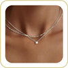 Dainty 14k Gold Plated Silver Cubic Zirconia Necklaces for Women with Simple CZ Jewelry Necklaces Trendy Gifts - sterling silver layer CZ
