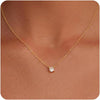 Dainty 14k Gold Plated Silver Cubic Zirconia Necklaces for Women with Simple CZ Jewelry Necklaces Trendy Gifts - Gold big CZ