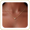 Dainty 14k Gold Plated Silver Cubic Zirconia Necklaces for Women with Simple CZ Jewelry Necklaces Trendy Gifts - Gold Bezel CZ