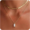 Dainty 14k Gold Plated Silver Cubic Zirconia Necklaces for Women with Simple CZ Jewelry Necklaces Trendy Gifts - Gold layered herringbone CZ
